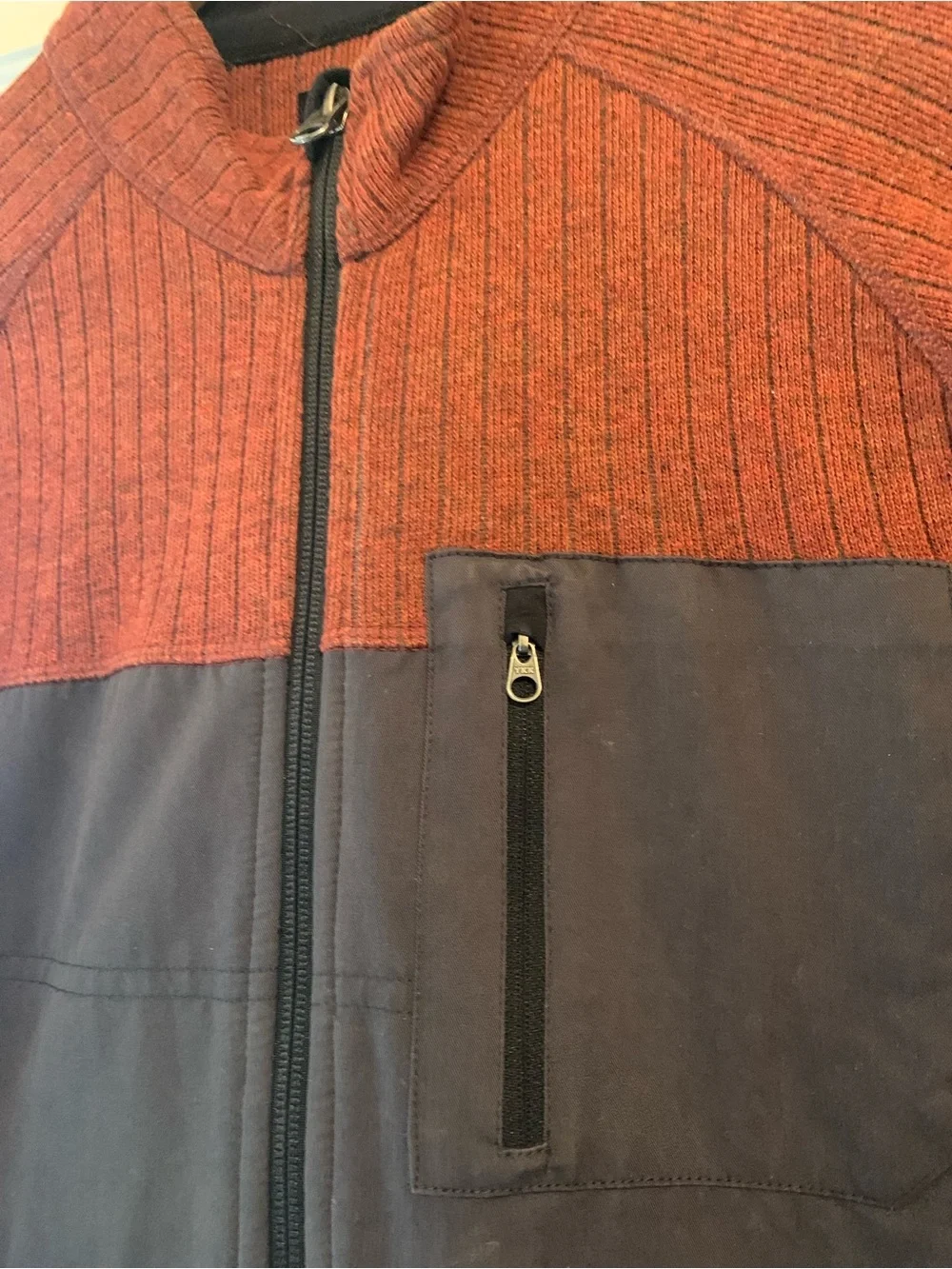 Prana Men's Rust & Charcoal Wool Sweater Jacket